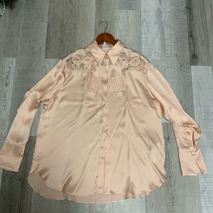 Stella McCartney Silk Lace Blouse Nude Pink
